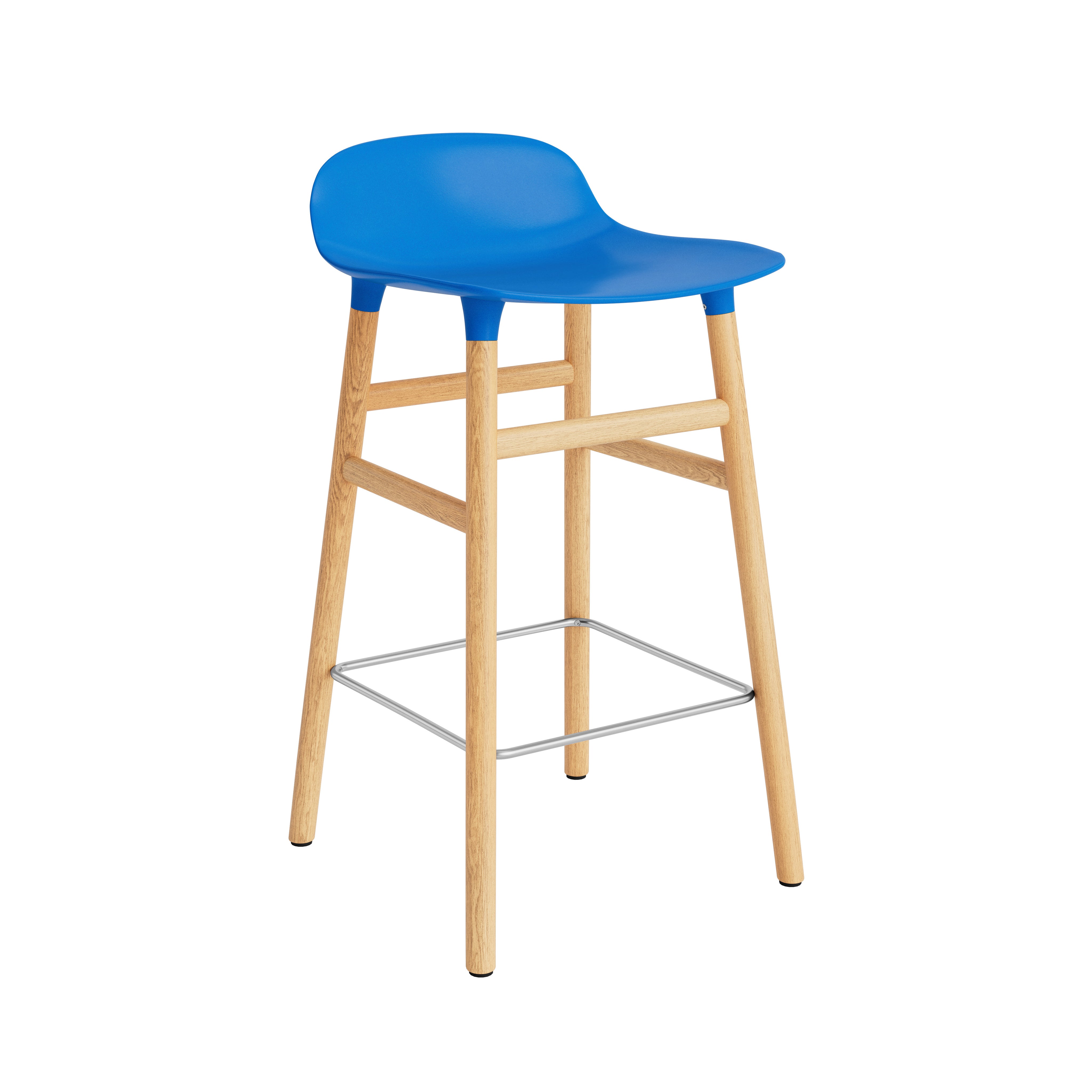 Form Bar + Counter Stool: Oak Legs + Counter + Bright Blue