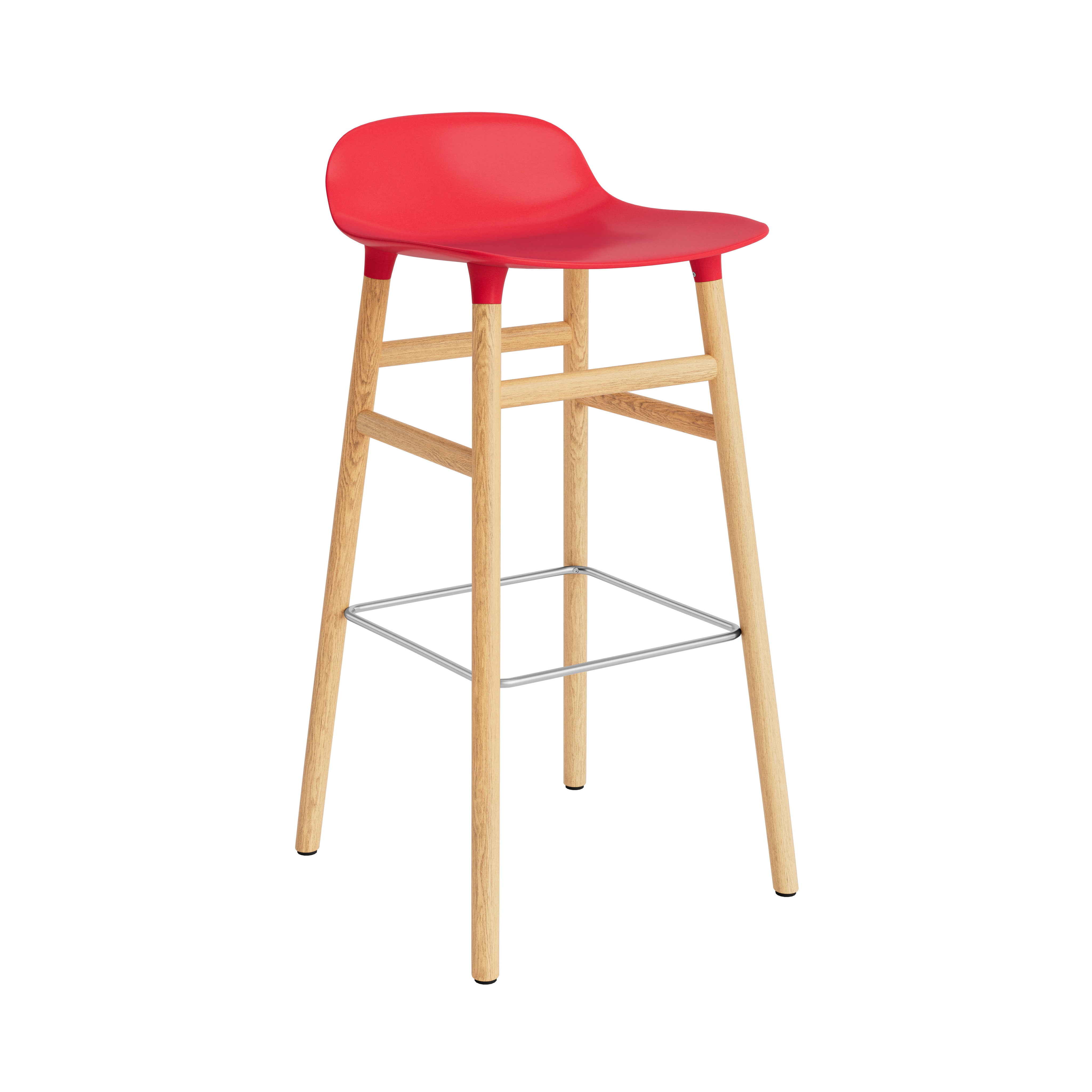 Form Bar + Counter Stool: Oak Legs + Bar + Bright Red
