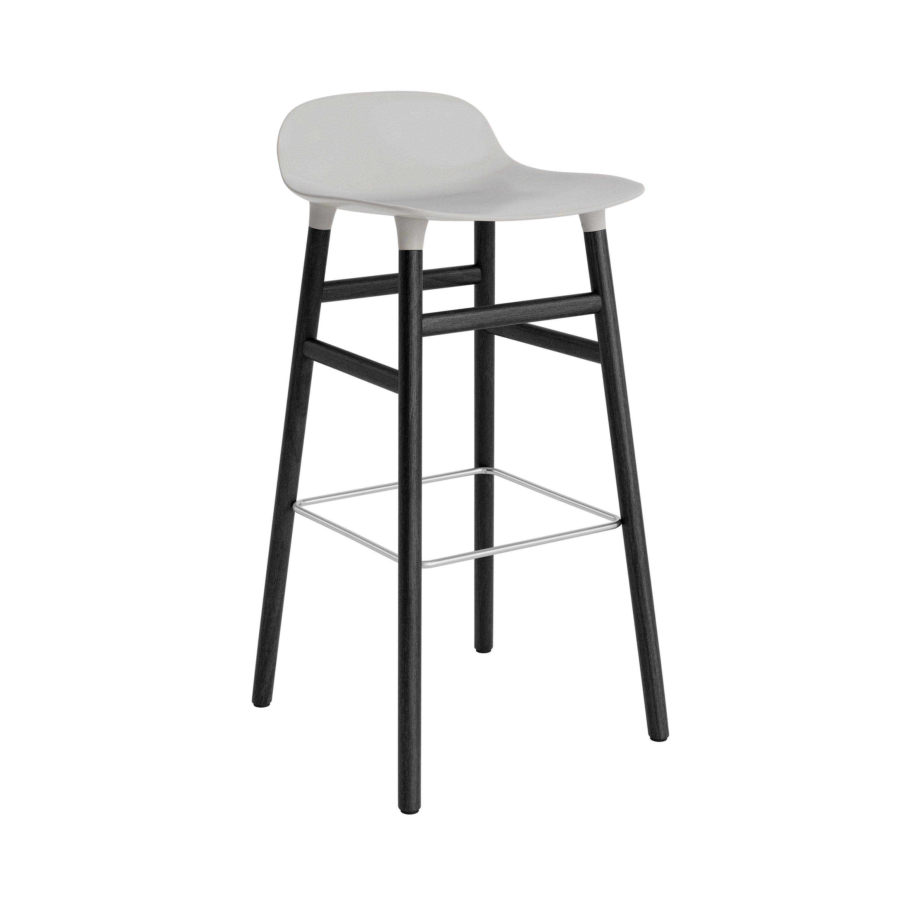 Form Bar + Counter Stool: Black Lacquered Oak + Bar + Warm Grey