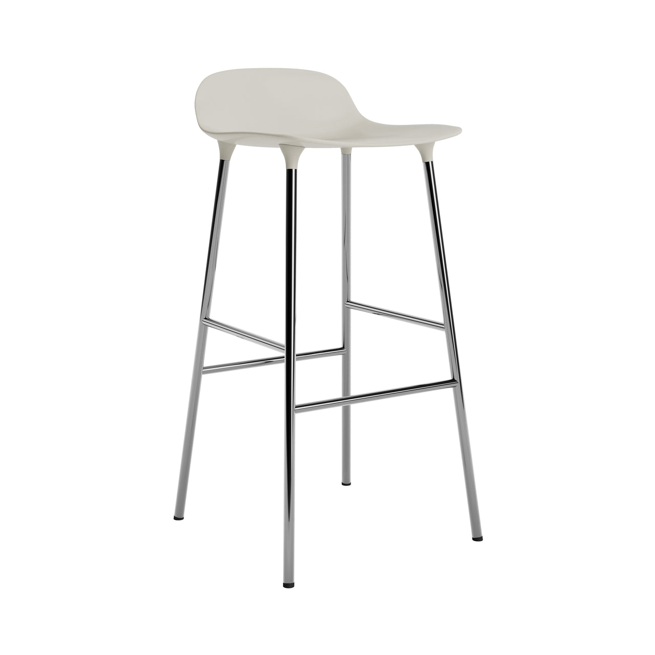 Form Bar + Counter Stool: Chrome + Bar + Light Grey