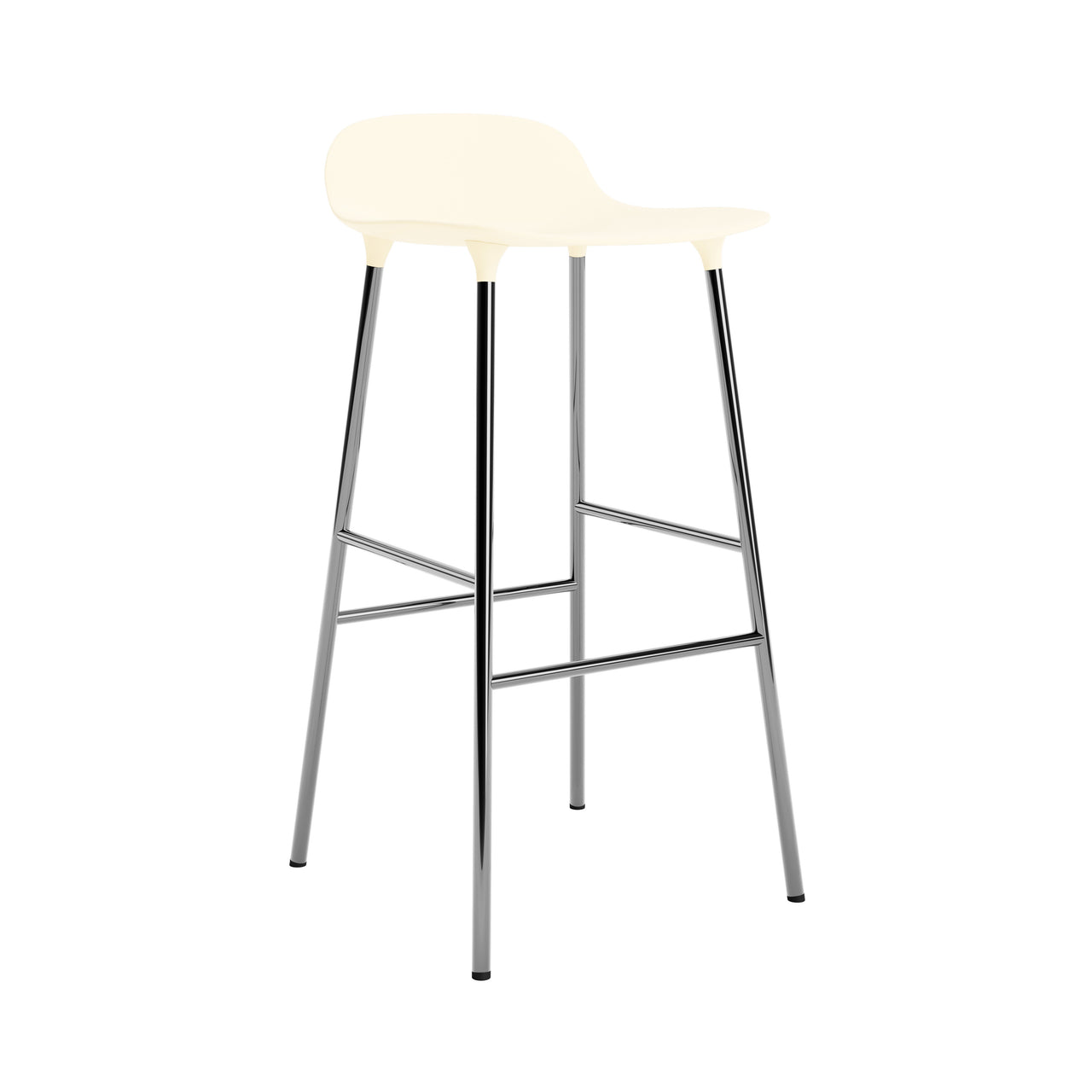 Form Bar + Counter Stool: Chrome + Bar + Cream