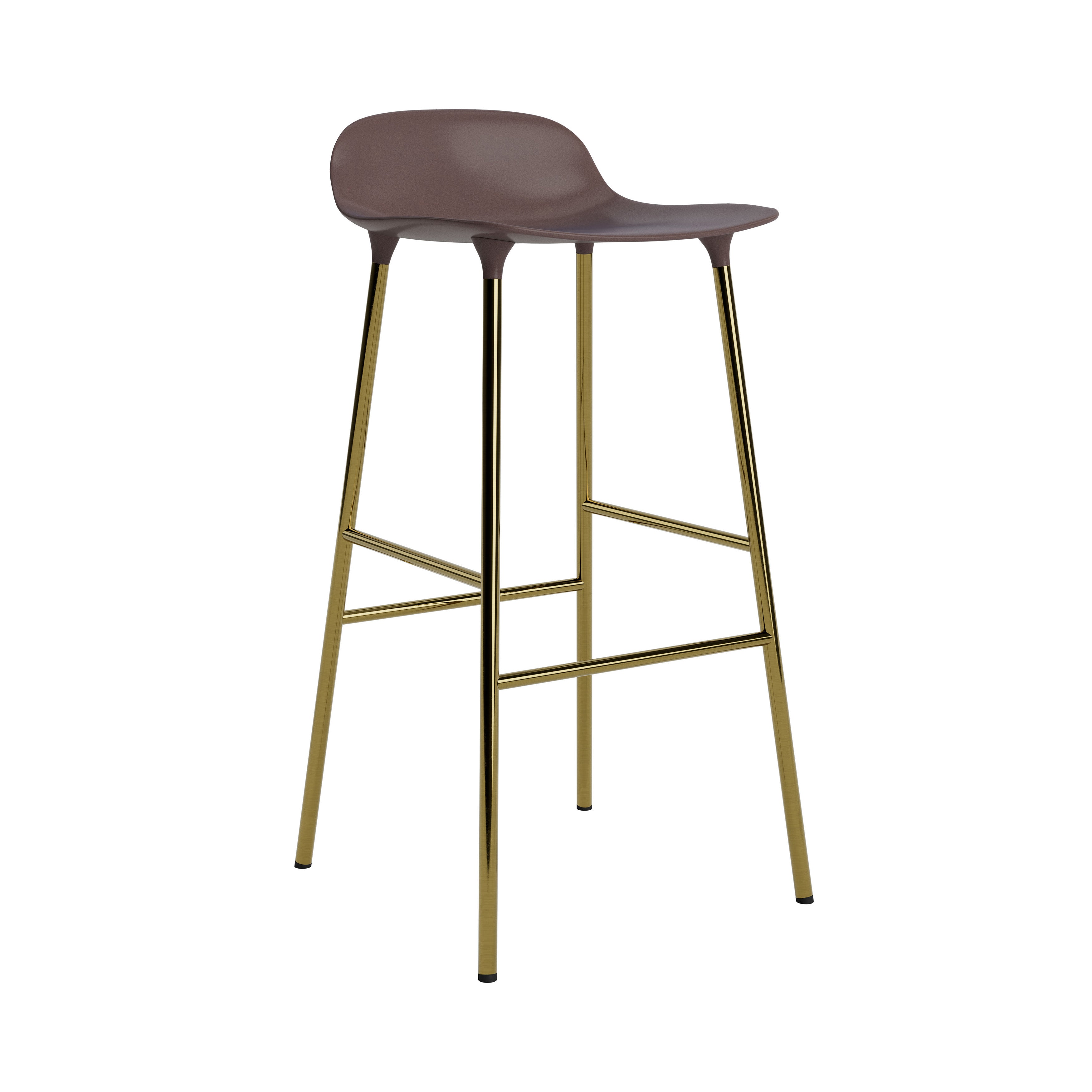 Form Bar + Counter Stool: Brass + Bar + Brown