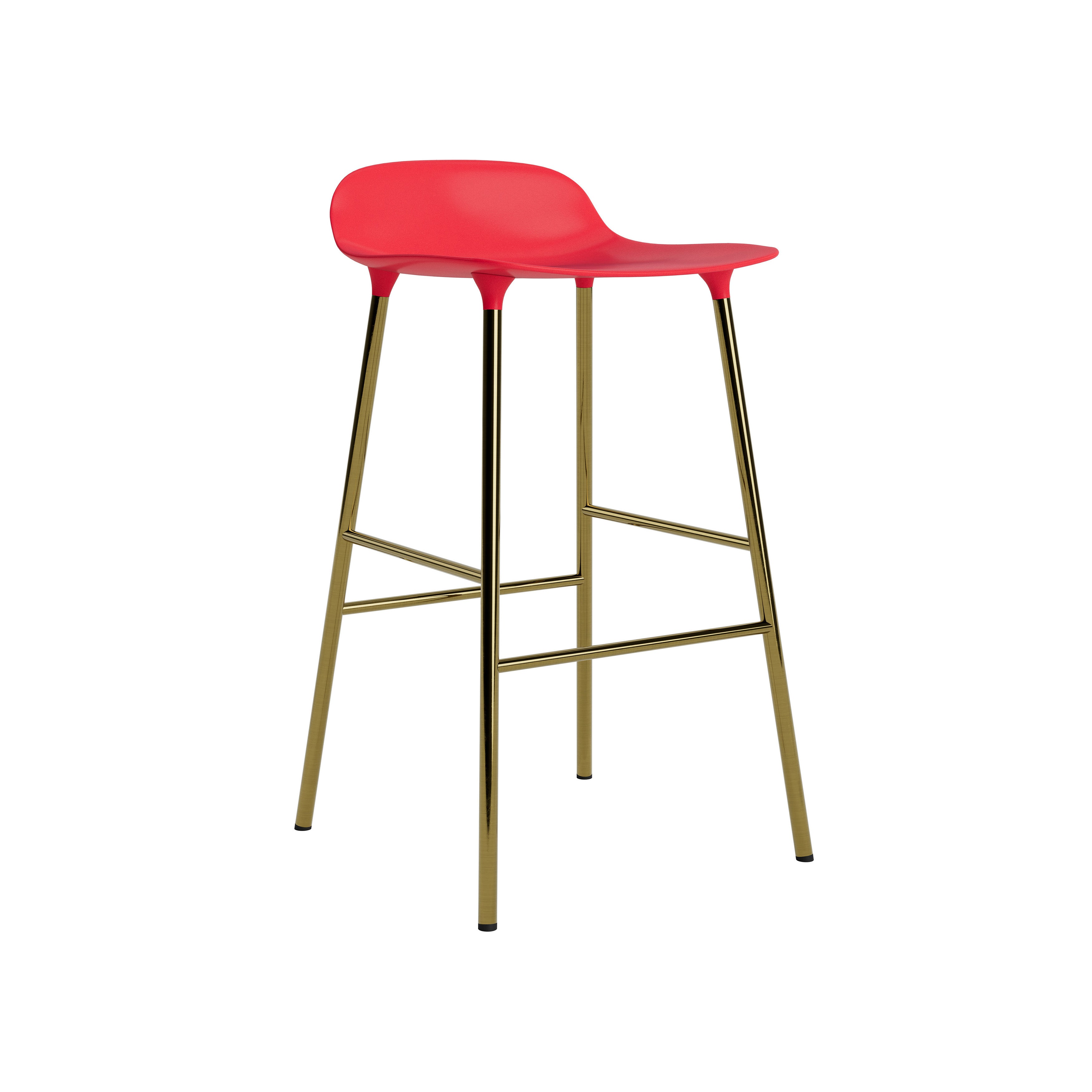 Form Bar + Counter Stool: Brass + Counter + Bright Red