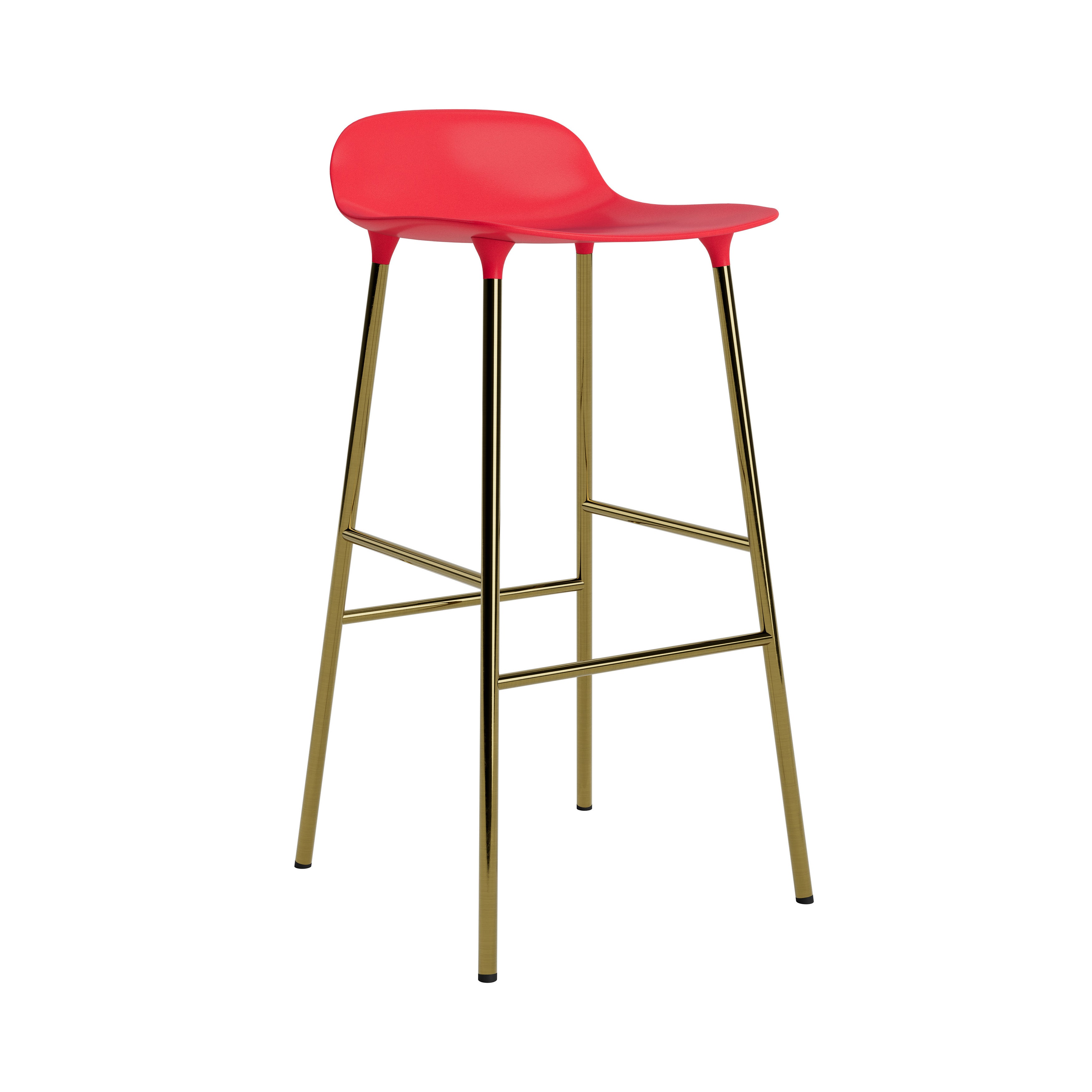 Form Bar + Counter Stool: Brass + Bar + Bright Red