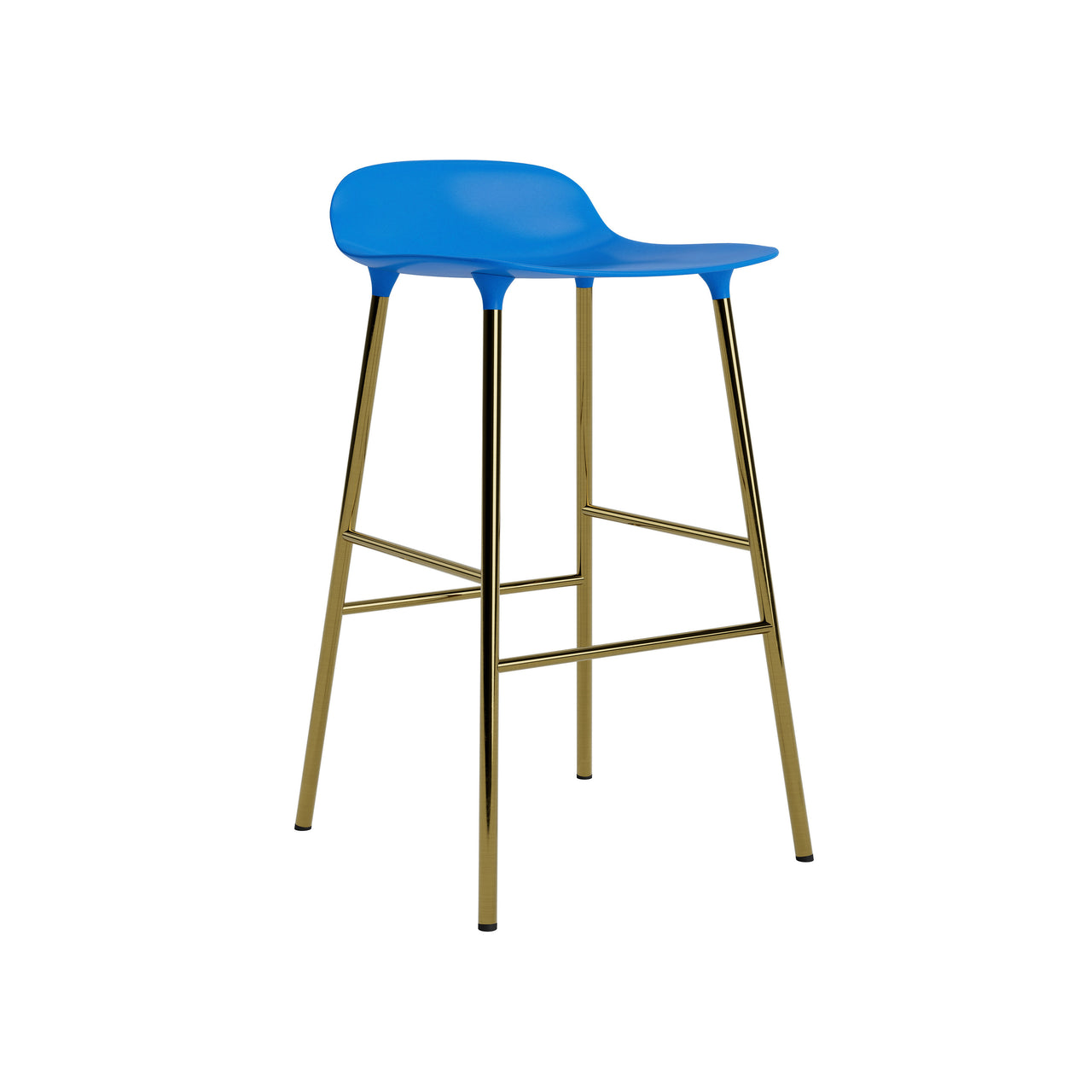 Form Bar + Counter Stool: Brass + Counter + Bright Blue