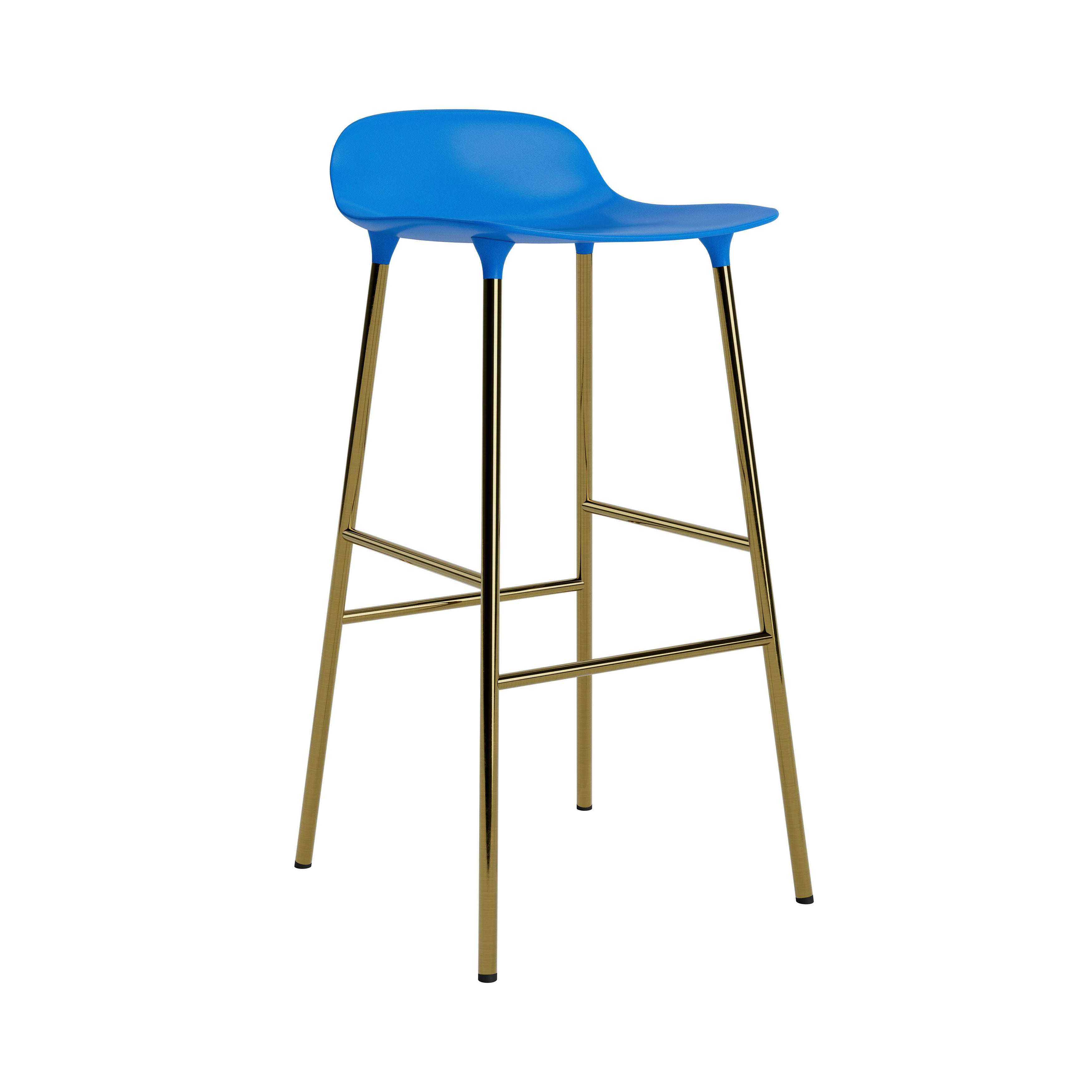 Form Bar + Counter Stool: Brass + Bar + Bright Blue
