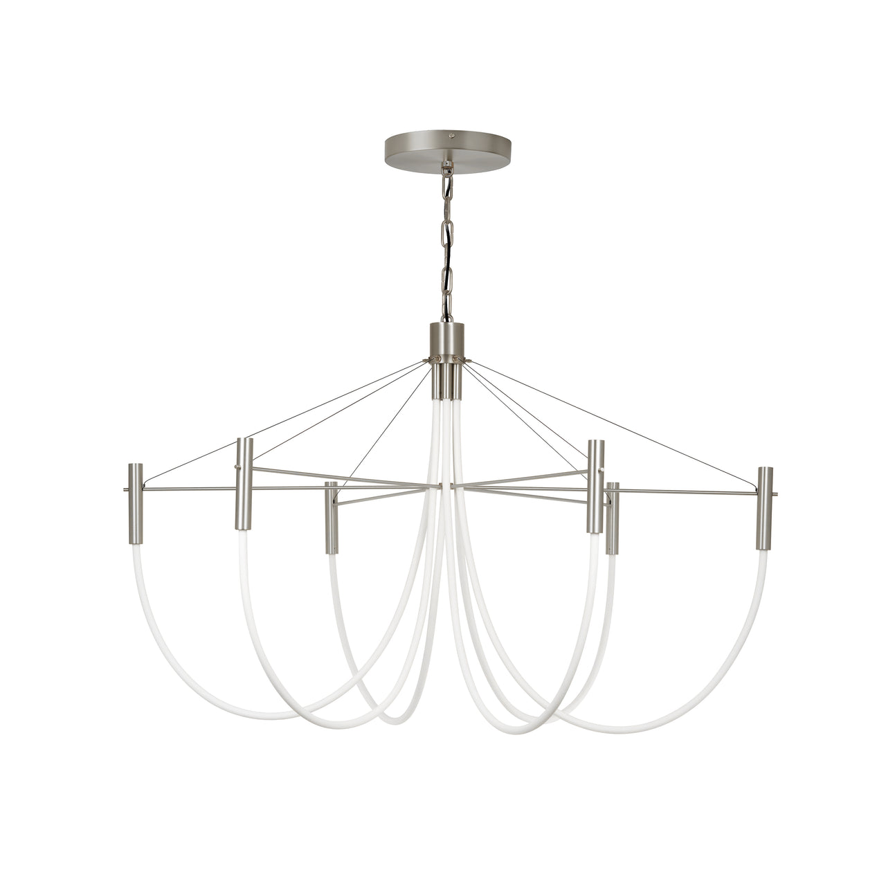 Paradoxe Chandelier: 6 + Chain + Satin Nickel