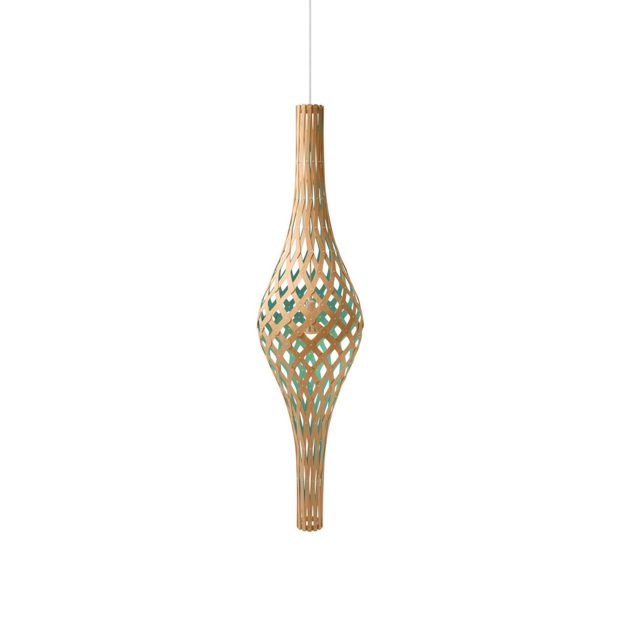 Nikau Full Pendant Light: Bamboo + Aqua + White