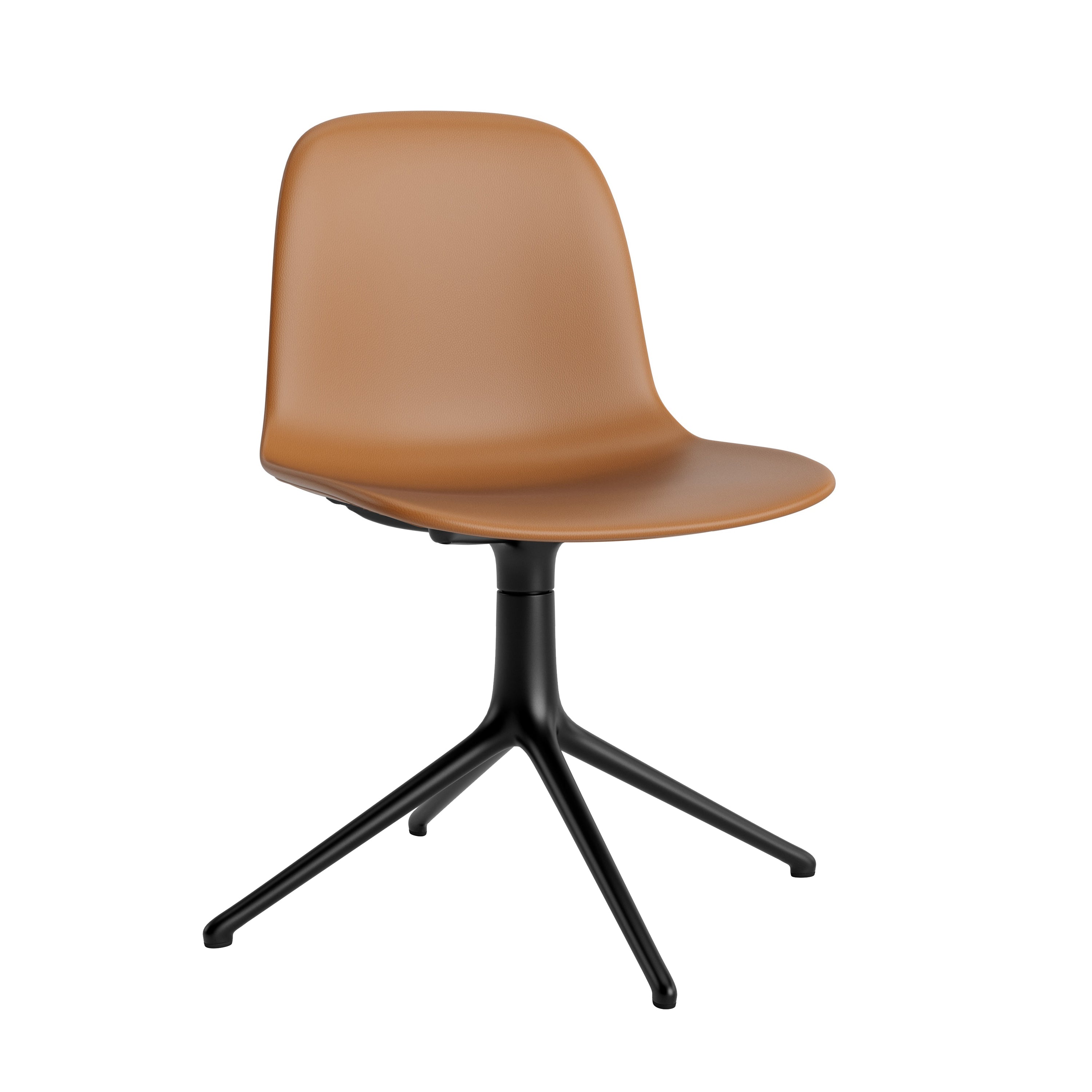 Form Chair: Swivel Upholstered + Black Aluminum + Without Castors