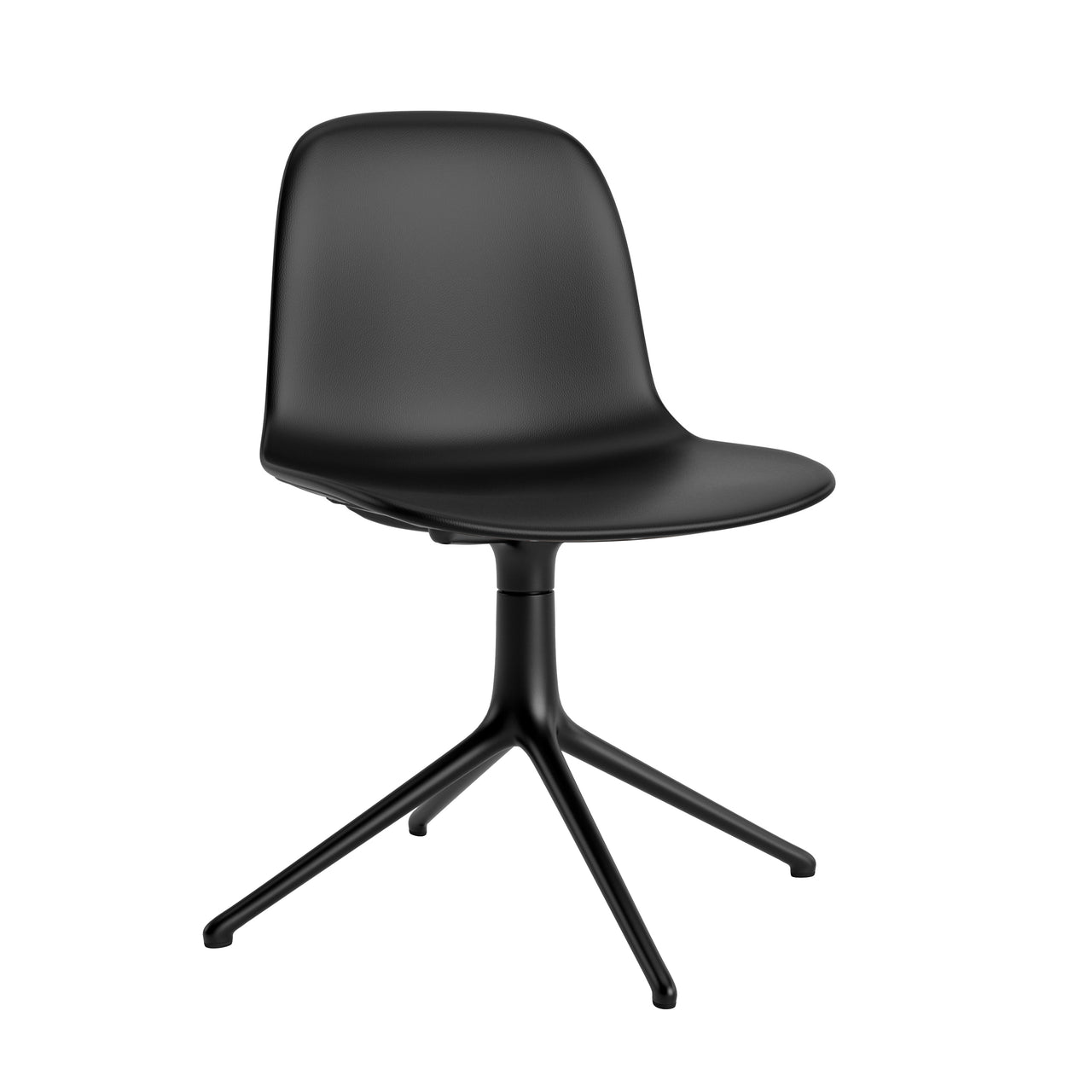 Form Chair: Swivel Upholstered + Black Aluminum + Without Castors
