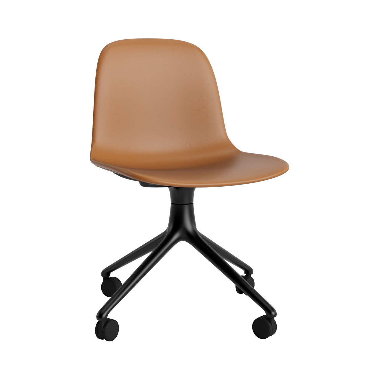 Form Chair: Swivel Upholstered + Black Aluminum + With Castors