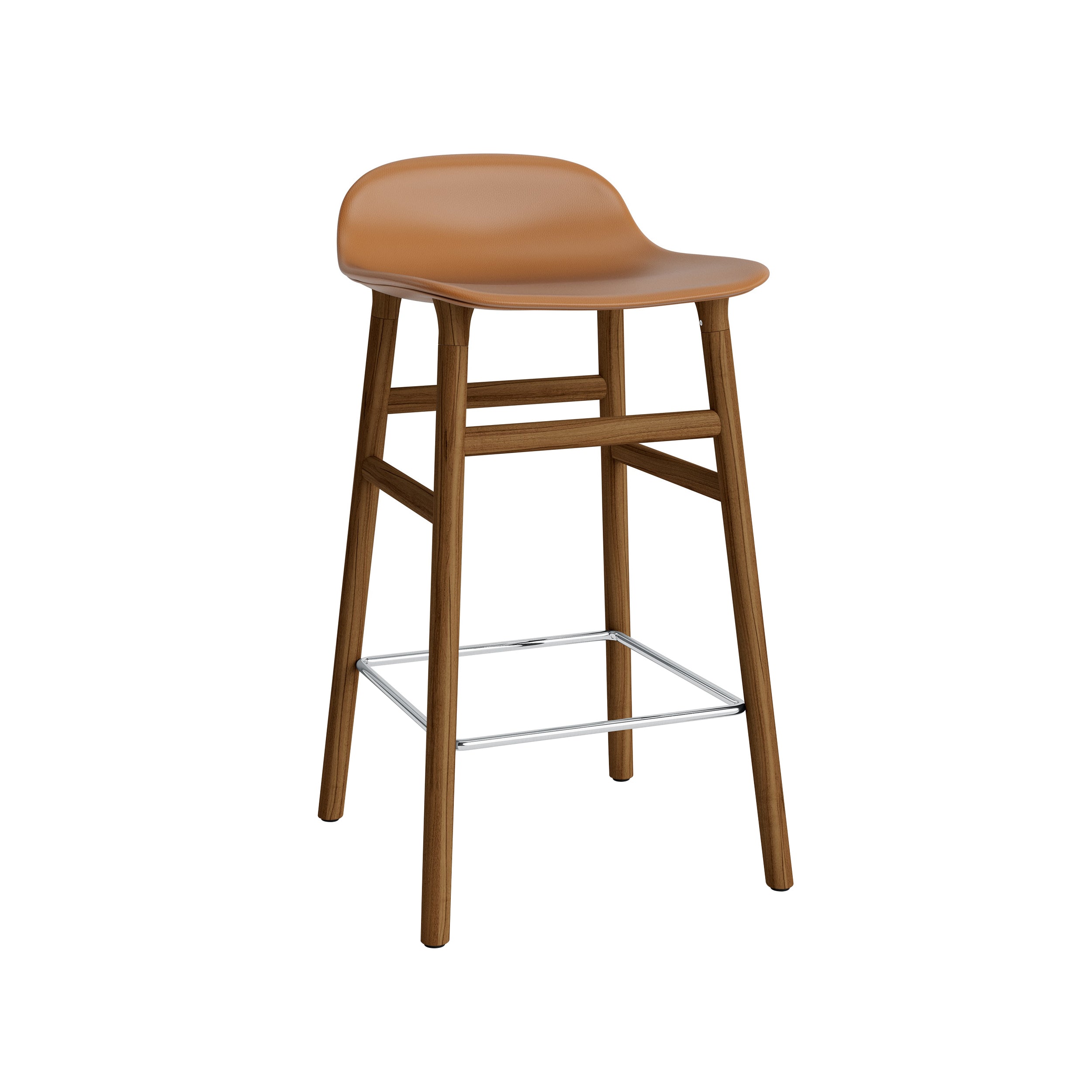 Form Bar + Counter Stool: Walnut Base + Upholstered + Counter