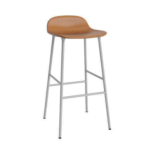 Form Bar Stool: Steel Base + Upholstered + Grey