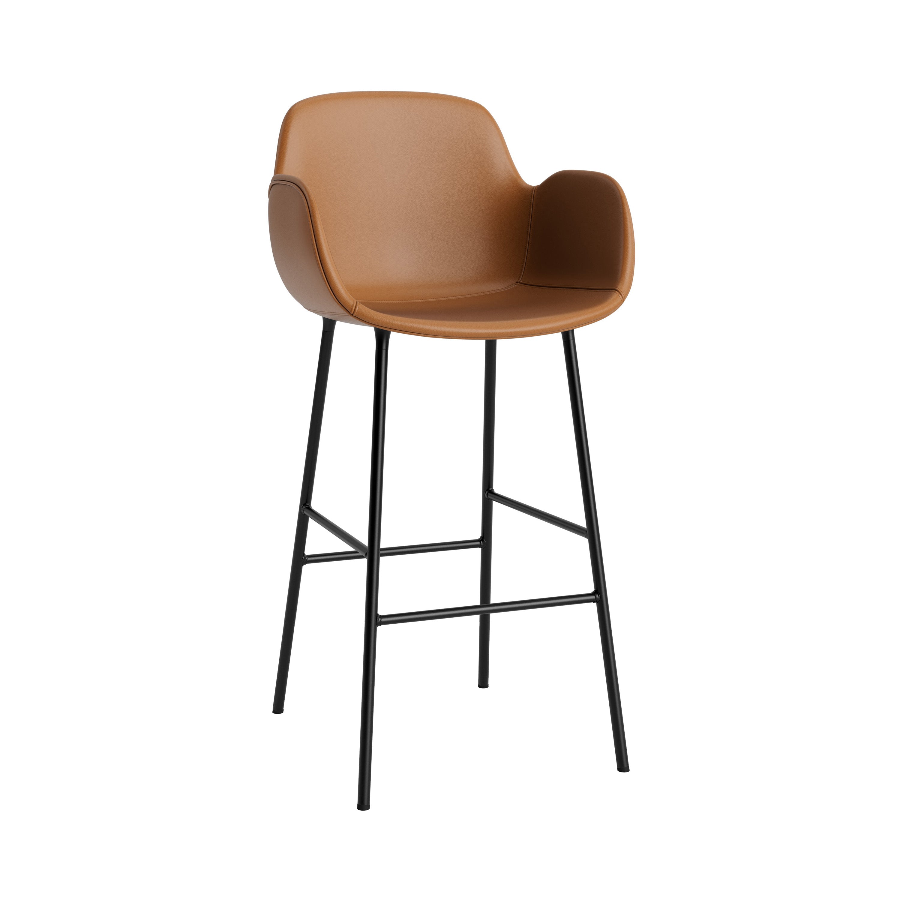 Form Bar Armchair: Steel Base + Fully Upholstered + Black