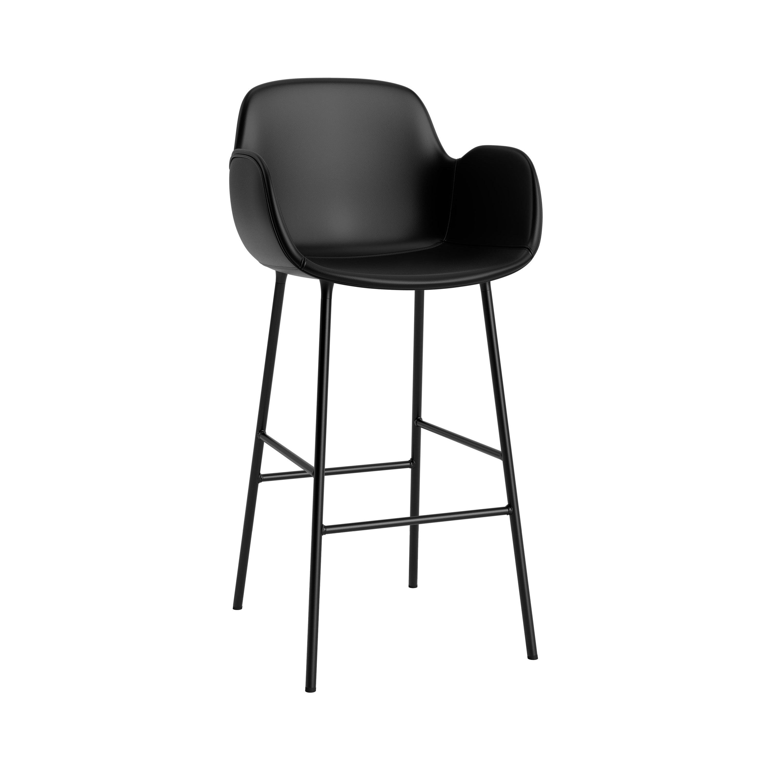 Form Bar Armchair: Steel Base + Fully Upholstered + Black