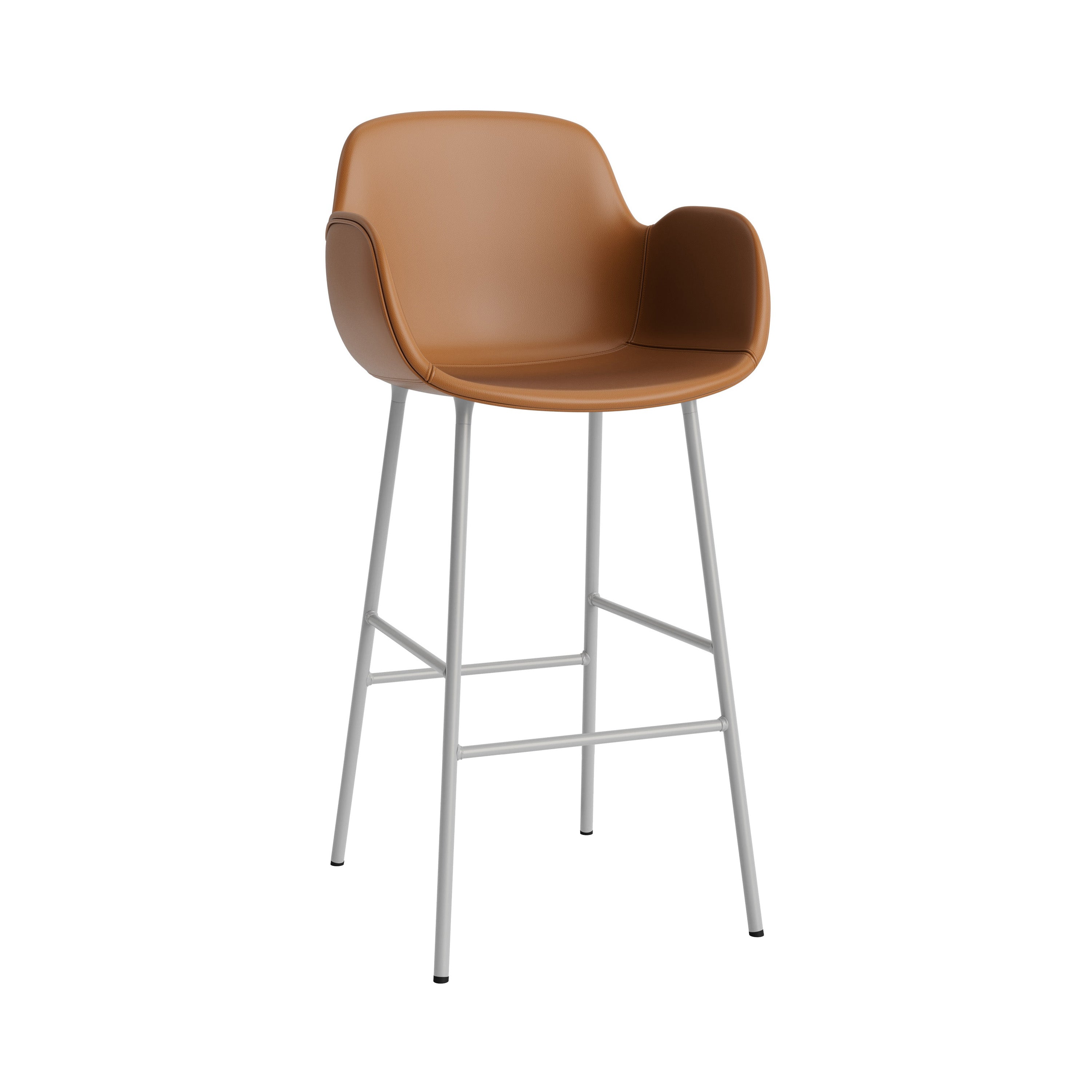 Form Bar Armchair: Steel Base + Fully Upholstered + Grey