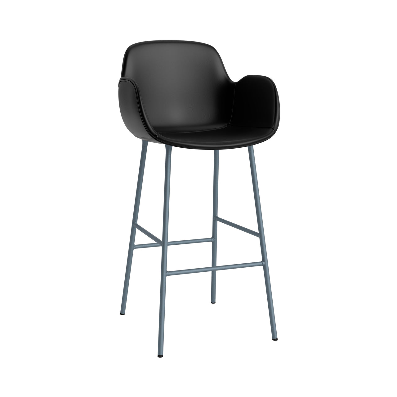 Form Bar Armchair: Steel Base + Upholstered + Blue