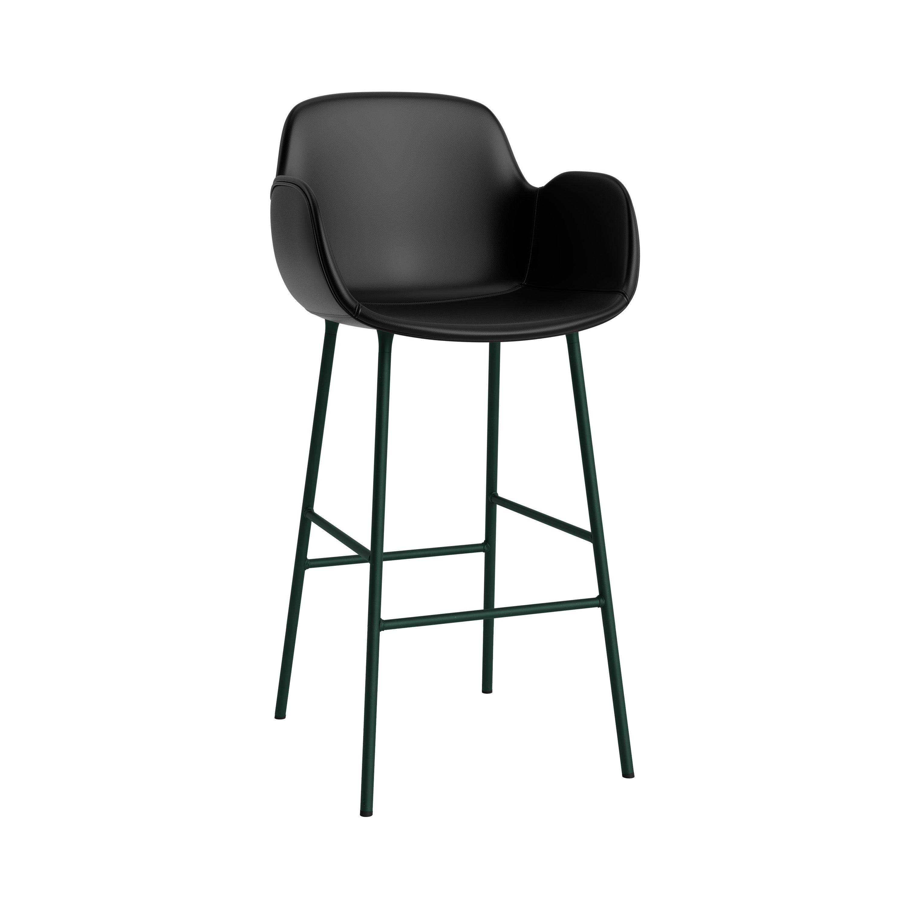 Form Bar Armchair: Steel Base + Fully Upholstered + Green