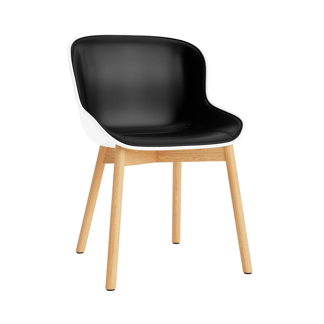 Hyg Chair: Wood Base + Front Upholstered + Oak + White