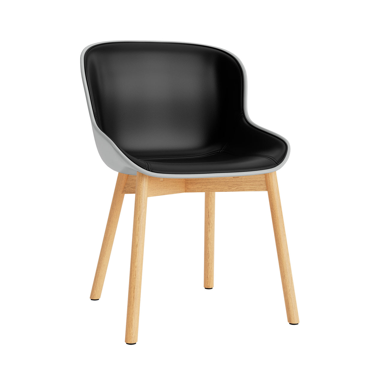 Hyg Chair: Wood Base + Front Upholstered + Oak + Grey