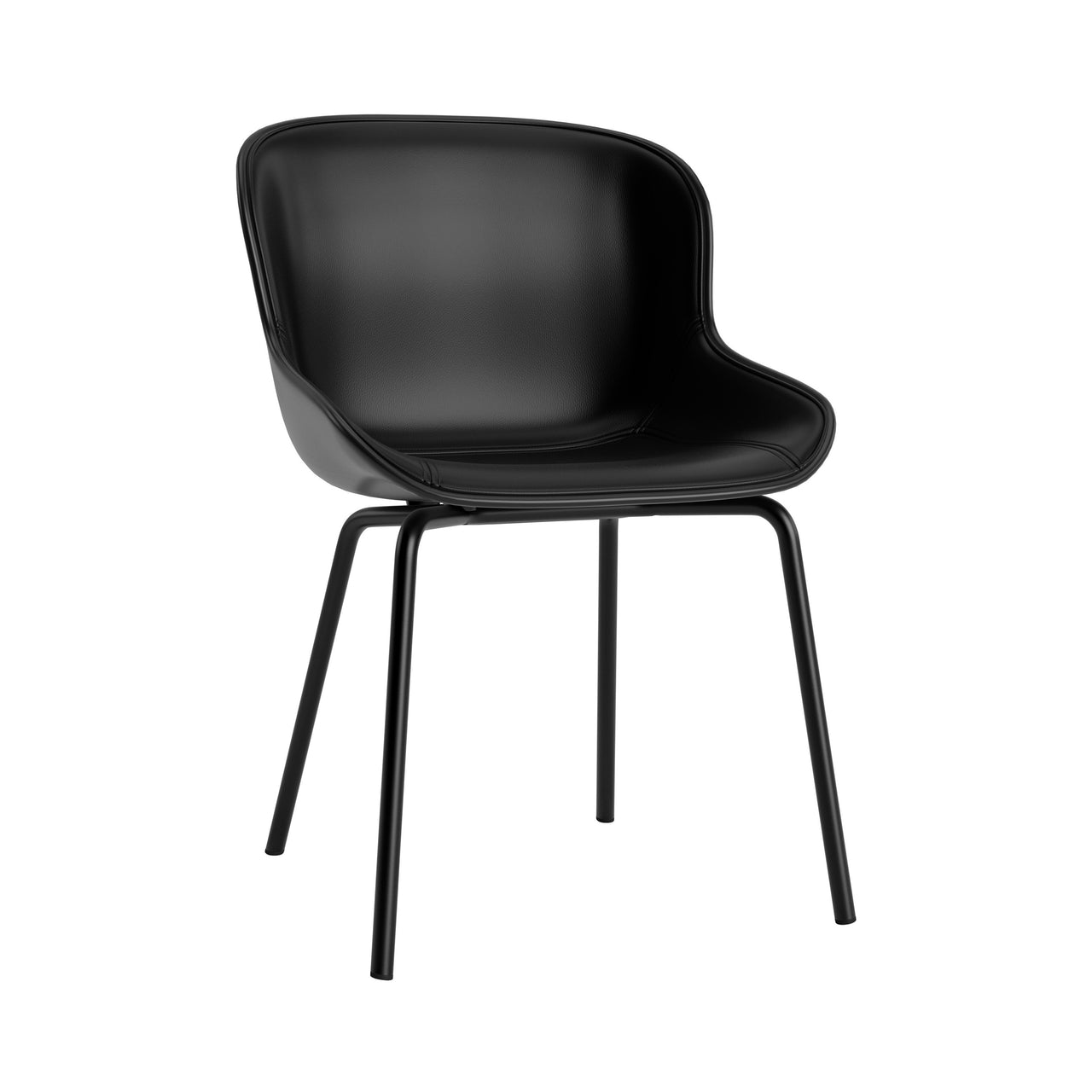 Hyg Chair: Steel Base + Front Upholstered + Black