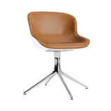 Hyg 4 Legs Swivel Chair: Front Upholstered + Aluminum + White