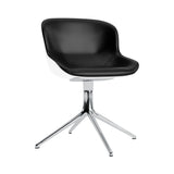 Hyg 4 Legs Swivel Chair: Front Upholstered + Black Aluminum + White
