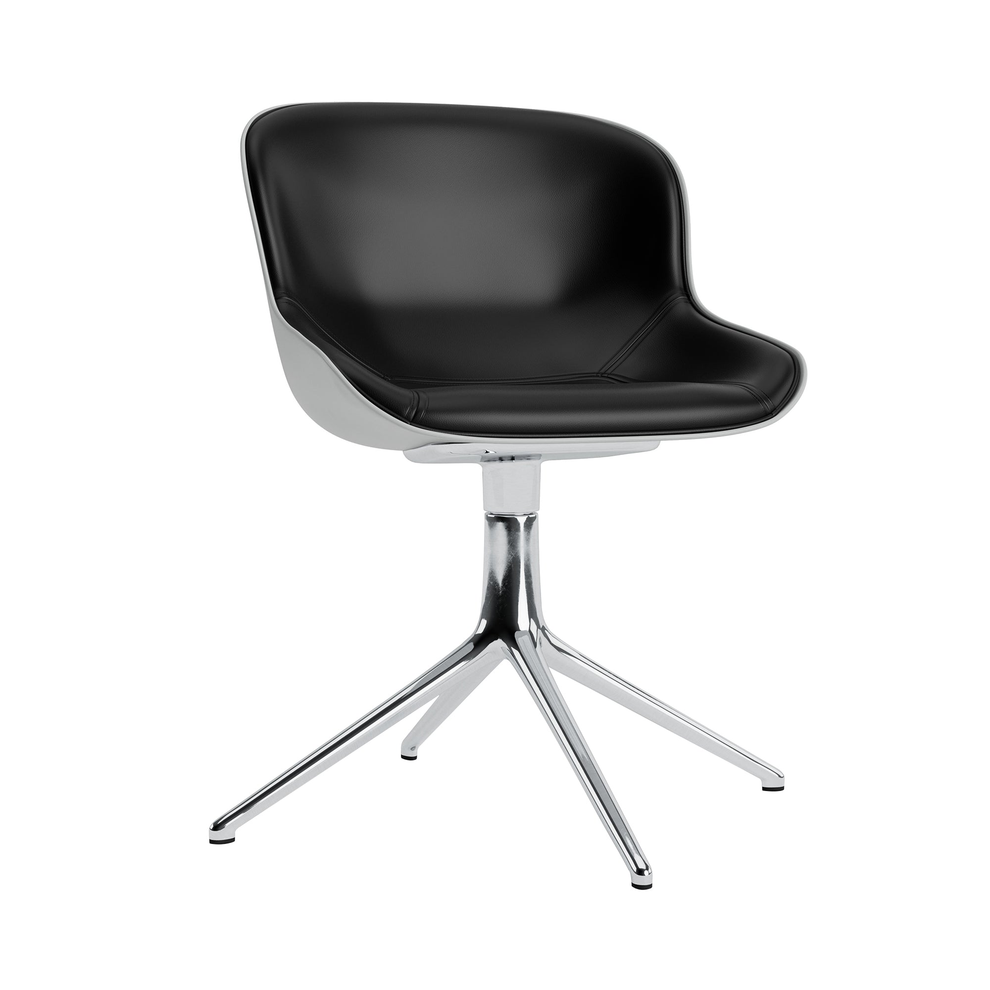 Hyg 4 Legs Swivel Chair: Front Upholstered + Aluminum + Grey
