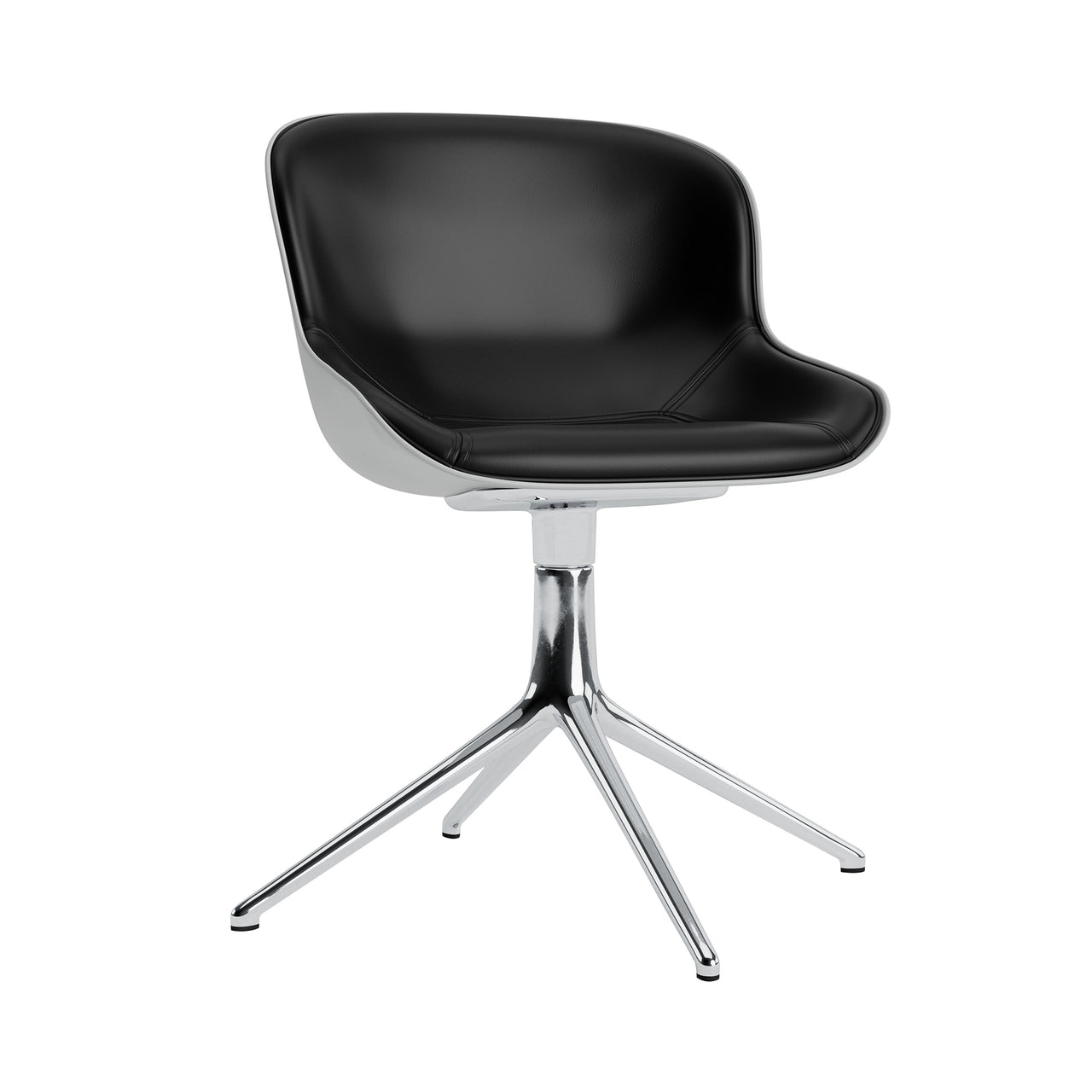 Hyg 4 Legs Swivel Chair: Front Upholstered + Aluminum + Grey