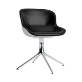 Hyg 4 Legs Swivel Chair: Front Upholstered + Black Aluminum + Grey