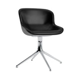 Hyg 4 Legs Swivel Chair: Front Upholstered + Black Aluminum + Black