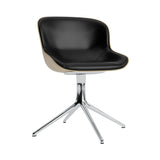 Hyg 4 Legs Swivel Chair: Front Upholstered + Black Aluminum + Sand