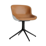 Hyg 4 Legs Swivel Chair: Front Upholstered + Black Aluminum + Grey