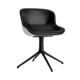 Hyg 4 Legs Swivel Chair: Front Upholstered + Black Aluminum + Grey