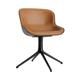 Hyg 4 Legs Swivel Chair: Front Upholstered + Black Aluminum + Black