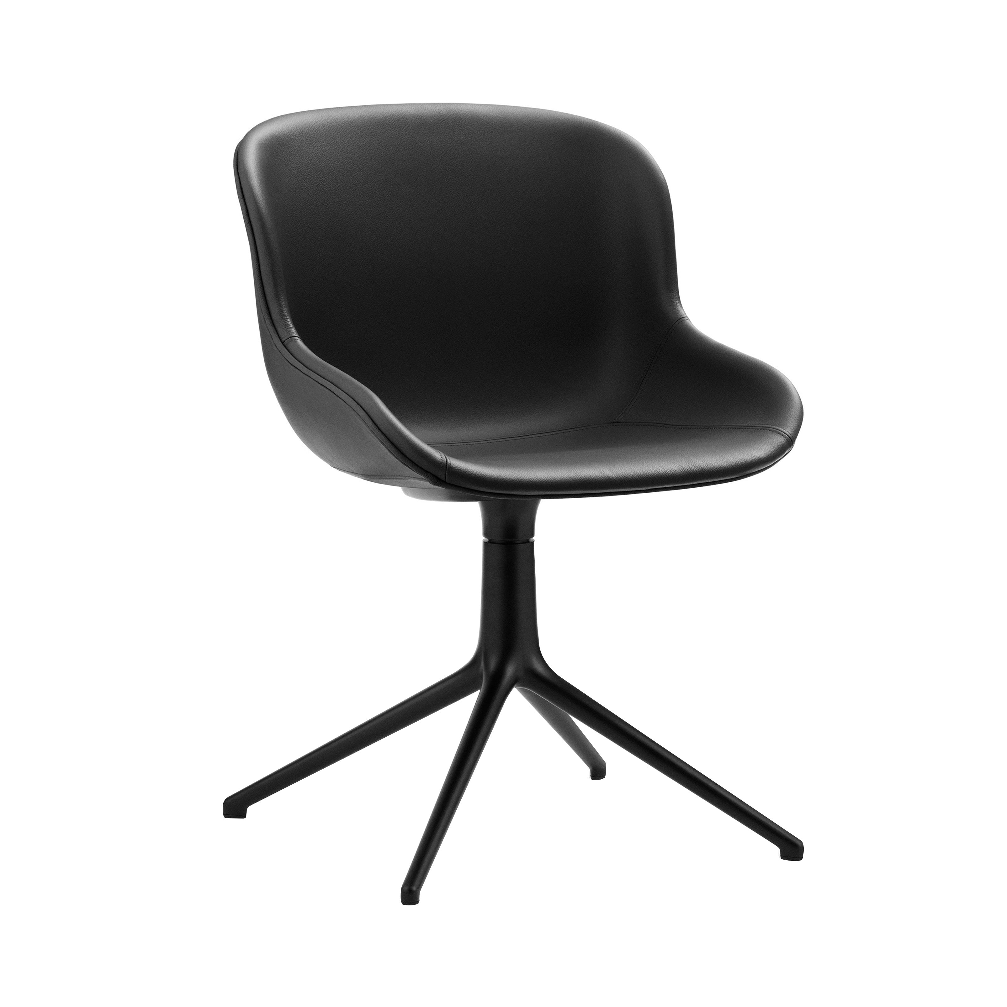 Hyg 4 Legs Swivel Chair: Fully Upholstered + Black Aluminum