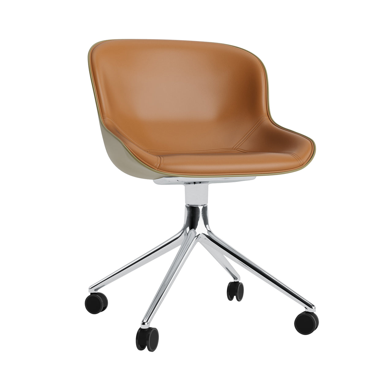 Hyg Chair Swivel 4W: Front Upholstered + Aluminum + Olive