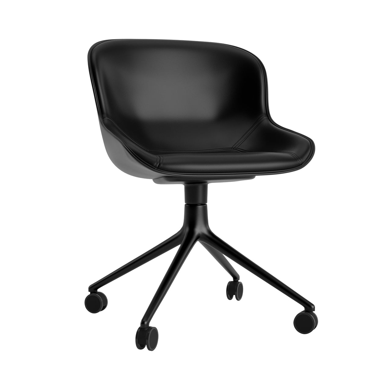 Hyg Chair Swivel 4W: Front Upholstered + Black Aluminum + Black