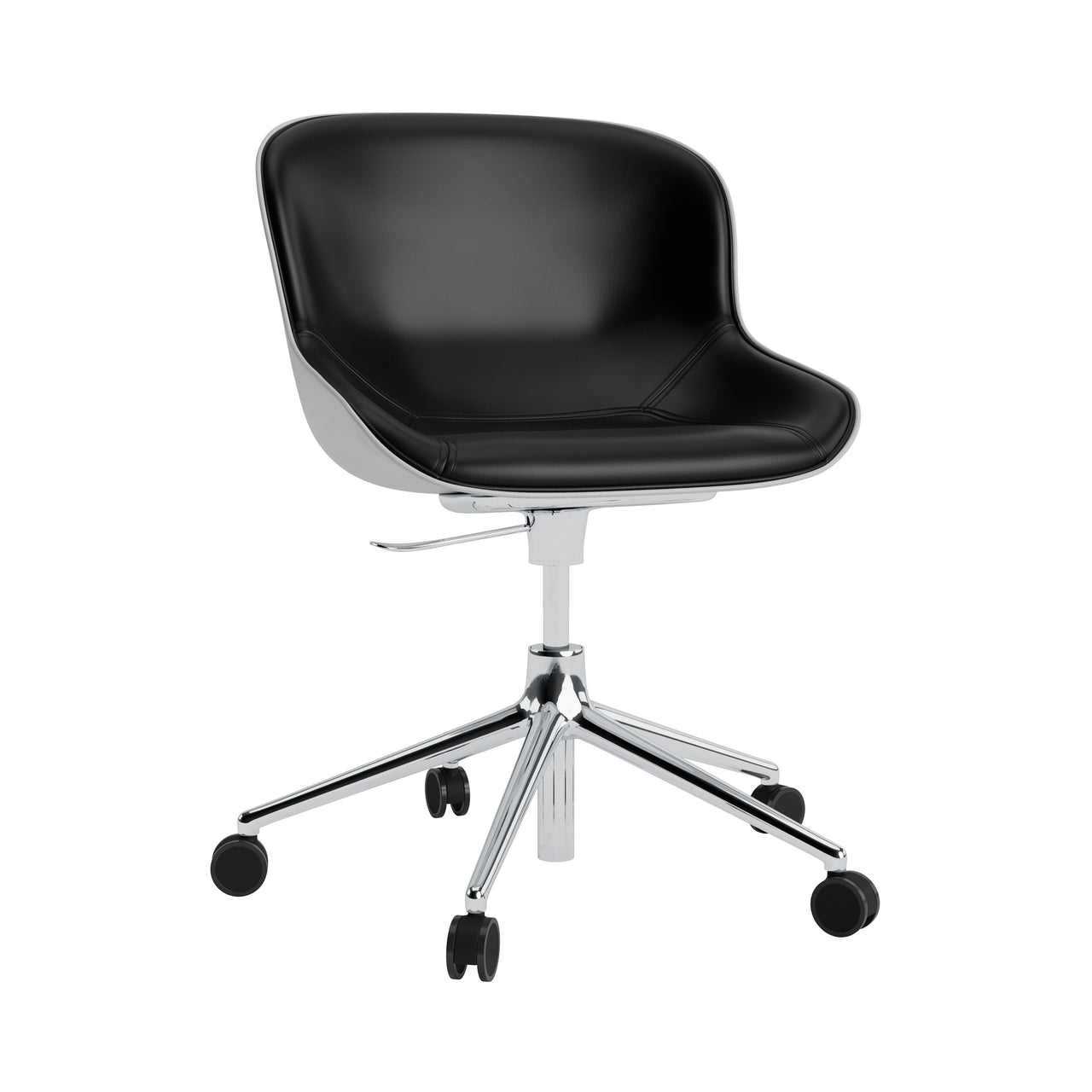 Hyg 5W Swivel Chair: Gaslift Front Upholstered + Aluminum + Grey