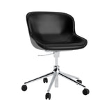 Hyg 5W Swivel Chair: Gaslift Front Upholstered + Aluminum + Black