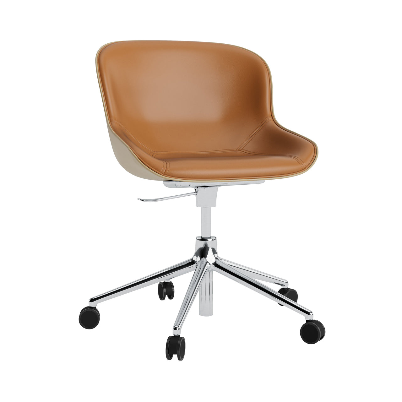 Hyg 5W Swivel Chair: Gaslift Front Upholstered + Aluminum + Sand