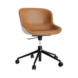 Hyg 5W Swivel Chair: Gaslift Front Upholstered + Black Aluminum + Grey