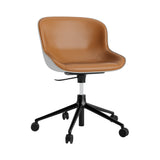 Hyg 5W Swivel Chair: Gaslift Front Upholstered + Black Aluminum + Grey