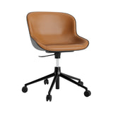 Hyg 5W Swivel Chair: Gaslift Front Upholstered + Black Aluminum + Black