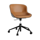 Hyg 5W Swivel Chair: Gaslift Front Upholstered + Black Aluminum + Black