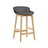 Hyg Counter Stool: Wood Base + Front Upholstered + Oak + Black