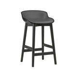 Hyg Counter Stool: Wood Base + Front Upholstered + Black Oak + Black