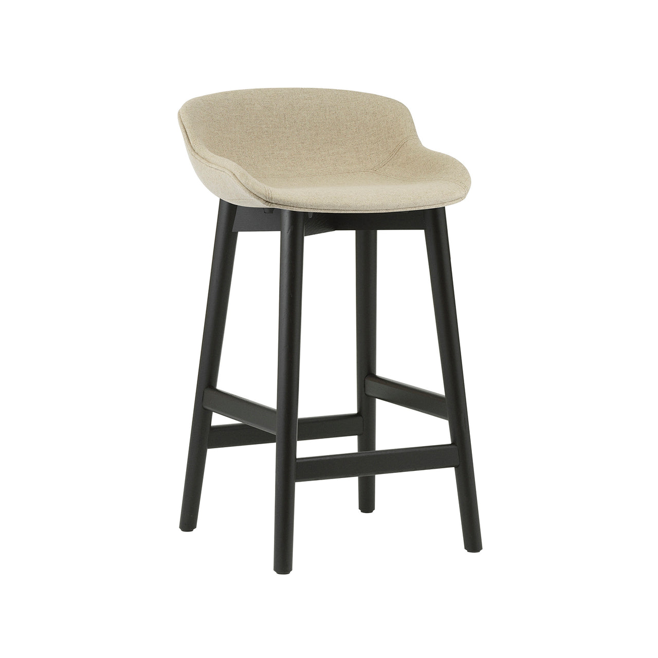 Hyg Counter Stool: Wood Base + Full Upholstered + Black Oak