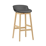 Hyg Bar Stool: Wood Base + Front Upholstered + Oak + Black