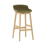 Hyg Bar Stool: Wood Base + Full Upholstered + Oak